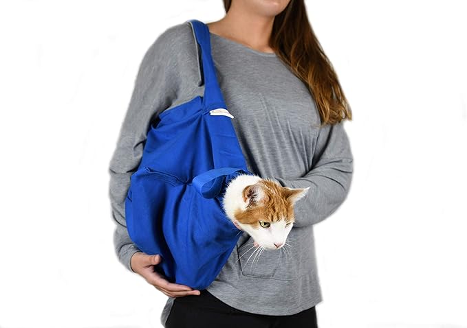 Cat-in-the-Bag Cozy Comfort Carrier - X-Large Cobalt Blue Cat Carrier Soft for Grooming, Vet Visits, Medication Administration, Dental Care, Nail Trimming, and Car Travel
