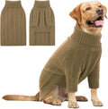 Queenmore XXL Dog Sweater,Large Dog Sweaters for Dogs Girls Boys,Xmas Turtleneck Pullover Pet Sweaters for Large Dogs,Cold Weather Doggie Sweatshirt Knitwear for Golden Retriever,Labrador(Camel,XXL)