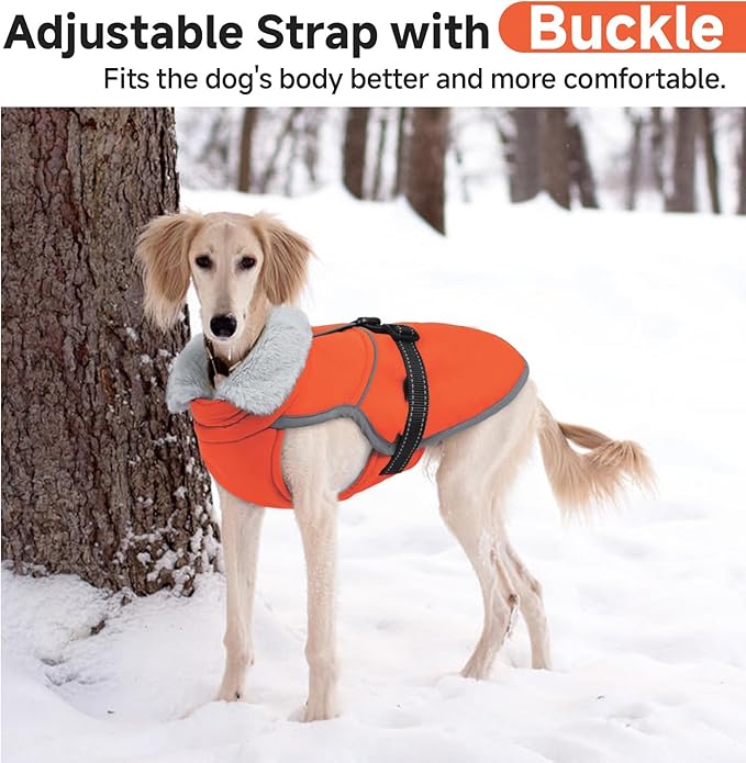 Lelepet Warm Dog Winter Coat Reflective Dog Jacket Fleece Vest Waterproof Windproof Cold Weather Coats with Adjustable Buckle Plush Turtleneck Pet Snowsuit for Small Medium Large Dogs,Yorshire,S