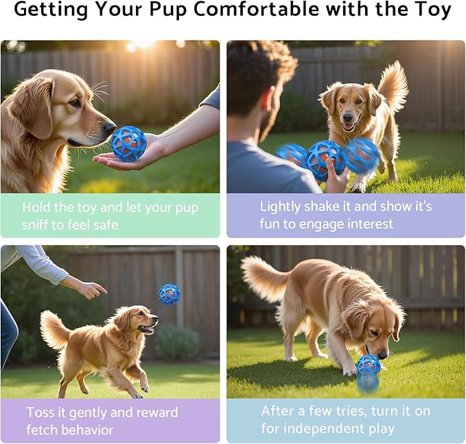 seagi Interactive Dog Toys – Durable Automatic Bouncing & Vibrating Interactive Dog Ball for Smart Play, Motion-Activated Moving Dog Toy for Small/Medium/Large Dogs,USB Rechargeable (Orange)