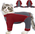 SUNFURA Hair Sticky Cat Clothes, Cat Sweater for Cats Only, 4-Legged Fleece Sweaters Kitten Pajamas Reduce Shedding Fur, Warm Pullover Shirts for Cats, Red S