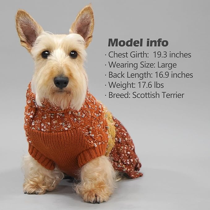 KYEESE Dog Sweater Color Block Dog Sweaters for Medium Dogs Boy with Fuzzy Thread Knitted Turtleneck Pet Sweater Fall Winter Dogs Clothes, Brown, XXL