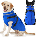 Dogcheer Dog Coat with Harness, Waterproof Warm Dog Winter Jacket with Pockets, Reflective Pet Fleece Jacket Turtleneck Snowsuit for Small Medium Large Dogs - Blue, M