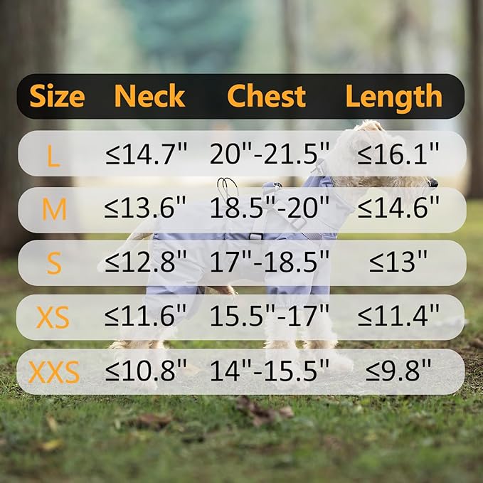 Mile High Life Waterproof Dog Raincoat, Full Coverage Small Dog Rain Coat with Harness, Adjustable 4 Legs Puppy Rain Jacket with Reflective Strip and Elastic Cuffs (Purple, XXS Back Length 9.8")