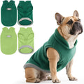 Idepet 2 Pack Dog Fleece Vest Sweater Warm Pullover Jacket with D-Ring Leash Reflective Winter Coat Hoodie for French Bulldog Pug Chihuahuas Yorkies Dachshunds(Dark Green&Grass Green,Medium)