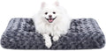 KSIIA Washable Dog Bed Deluxe Plush Dog Crate Beds Comfy Kennel Pad Anti-Slip Pet Sleeping Mat for Large, Jumbo, Medium, Small Dogs Breeds, 29" x 21", Dark Grey