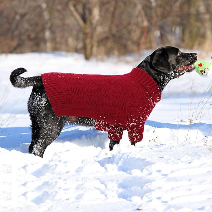 ASENKU Dog Sweater for Small Dog Girls Boys, Fall Winter Turtleneck Long Sleeve Pet Christmas Sweater, Pullover Sweatshirt for Westie, Red, M