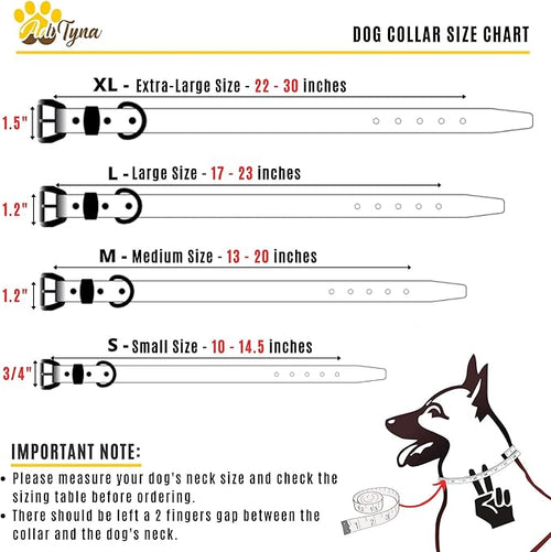 ADITYNA Heavy-Duty Leather Dog Collar for Medium Dogs - Soft Padded for Comfort - Blue Dog Collar for Walking, Training, and Hiking