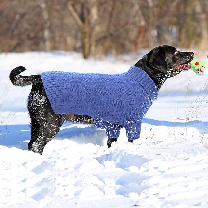 ASENKU XL Dog Sweater, Dogs Sweaters for Extra Large Dogs Girls Boys, Fall Winter Turtleneck Pullover Pet Christmas Sweatshirt, Blue XL
