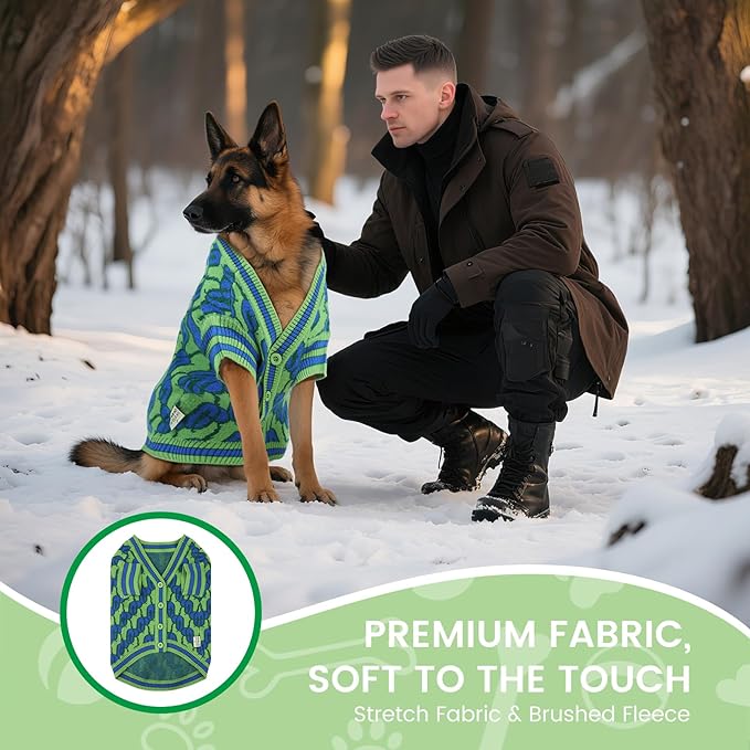 Pet Sweaters for Dogs Boys and Girls, Dynamic Letter Patterned Dog Sweater,Dog Cardigan,Pet Clothes,Pet Knitted Clothing,Fit for Different Seasons and Kinds of Dogs (Green M)