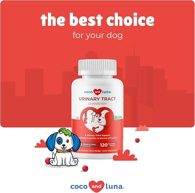 Cranberry for Dogs - Urinary Tract Support, Bladder Health, Dog UTI, Bladder Stones, Incontinence Support (Tablet)