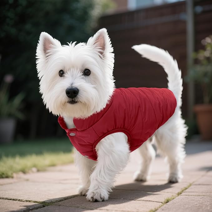 ASENKU Dog Winter Coat - Waterproof Windproof Dog Jacket, Warm Snowproof Doggie Puffer Vest for Cold Weather, Lightweight Snow Coats for Small Medium Large Dogs(S, Red)
