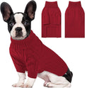 Small Dog Thermal Pullover Sweater, Classic Turtleneck Cable Knitwear Dog Clothes for Cold Weather Warm Pet Clothes for Chihuahua, Bulldog, Dachshund, Pug Red Large