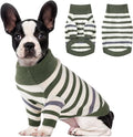 Small Dog Sweater, Knitted Striped Pullover Dog Clothes for Cold Weather, Thick Warm Cozy Stretchy Sweater for Chihuahua, Bulldog, Dachshund, Pug(Green & White Strip, L)