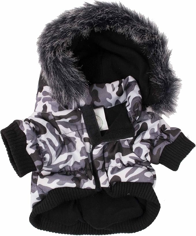 PET LIFE Classic Metallic Fashion Pet Dog Coat Jacket Parka w/ 3M Insulation and Removable Hood, X-Small, Deer Pattern