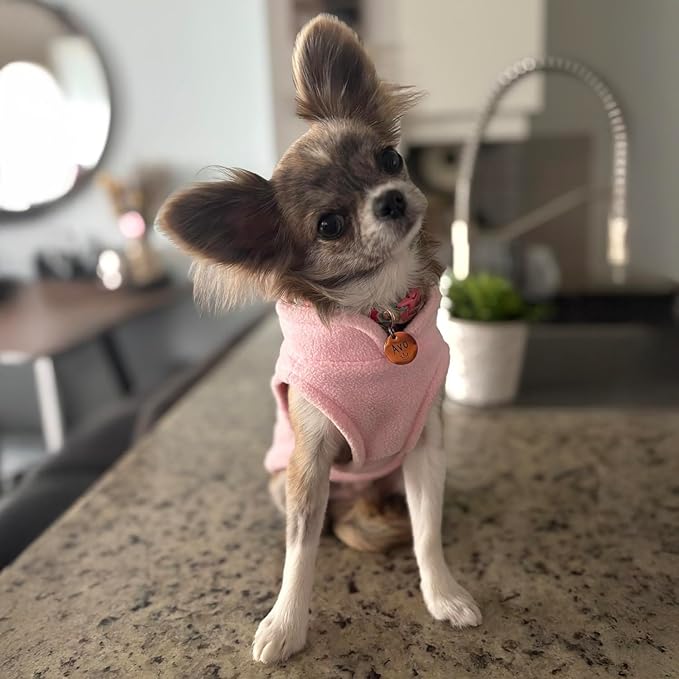JACKO & CO - Fleece Vest Dog Sweater with Leash Ring - Soft, Warm & Lightweight Pullover Coat for Small & Medium Dogs, Puppies & Cats - Cozy Fall/Winter/Spring Pet Jacket (Pink Lemonade, M 6-10lbs)