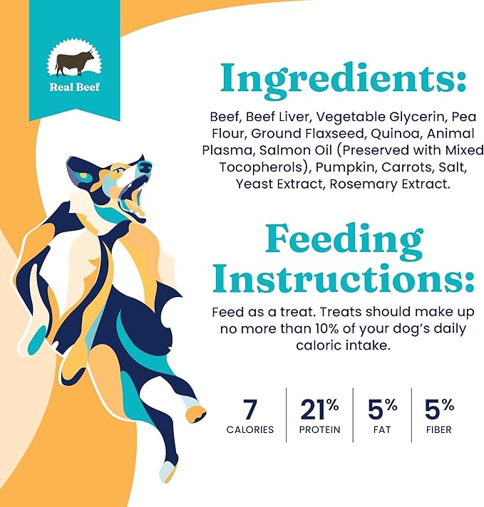 Solid Gold Healthy Dog Treats - Functional Beef Soft Dog Treat w/Salmon Oil & Superfoods for Gut Health & Performance for Active Dogs - Healthy Training Treats for Dogs of All Ages & Sizes - 5.2oz