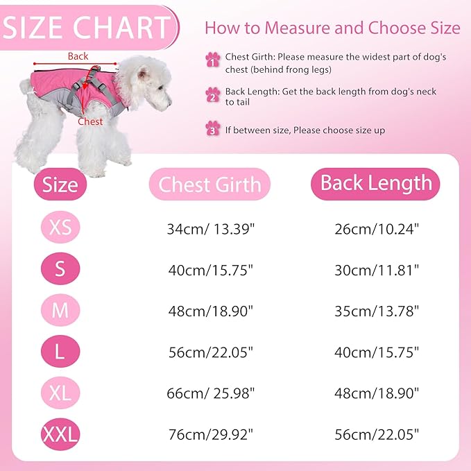 Gyuzh Dog Coat with Harness Dog Jacket Winter Waterproof Dog Coats Dog Harness Coat Cold Weather Winter Dog Coat with Harness Built in for Small Medium Large Dogs