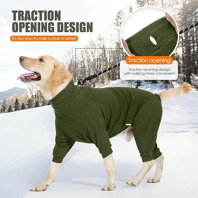 Dog Winter Coat,Full Body Pajamas Onesie Warm Dog Cold Weather Jacket,4-Legged Onesie Jumpsuit,High Collar Snowsuit Sweater for Walking, Hiking, Travel, Home Wear