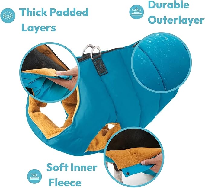 Gooby Padded Vest Dog Jacket - Solid Purple, X-Large - Warm Zip Up Vest Fleece Jacket with Dual D Ring Leash Water Resistant for Small to Medium Dogs