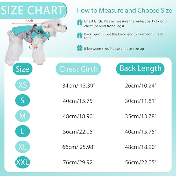 Gyuzh Dog Coat with Harness Dog Jacket Winter Waterproof Dog Coats Dog Harness Coat Cold Weather Winter Dog Coat with Harness Built in for Small Medium Large Dogs