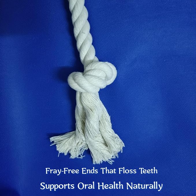 35" Dog Tug Toy – Strong 5-Knot White Cotton Rope for Active Chewers, Washable & Safe, Great for Indoor & Outdoor Play, Dental Cleaning, Medium & Large Dogs (22–88 lbs)