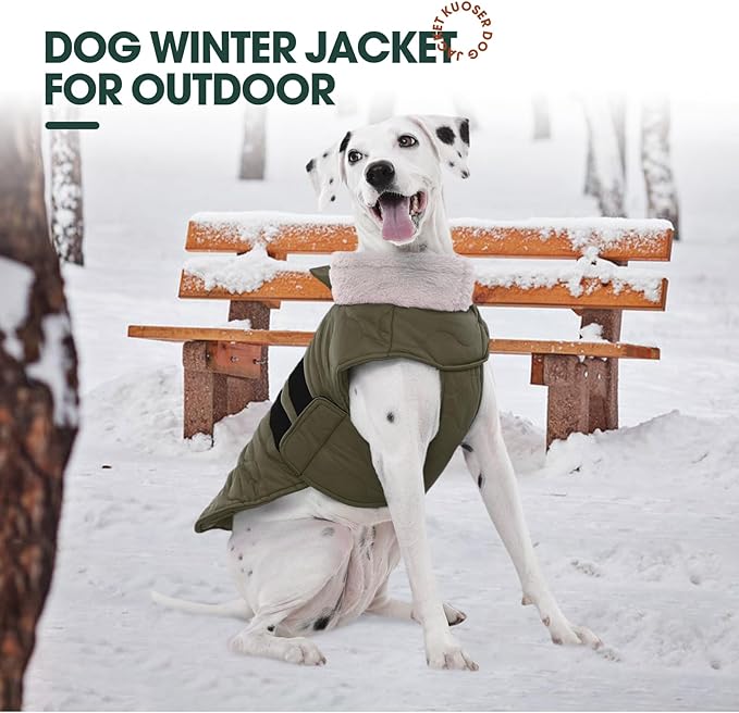 Kuoser XL Heavy Duty Dog Coat | -15°C Windproof Jacket for Husky - Anti-Chafe Fleece Neck