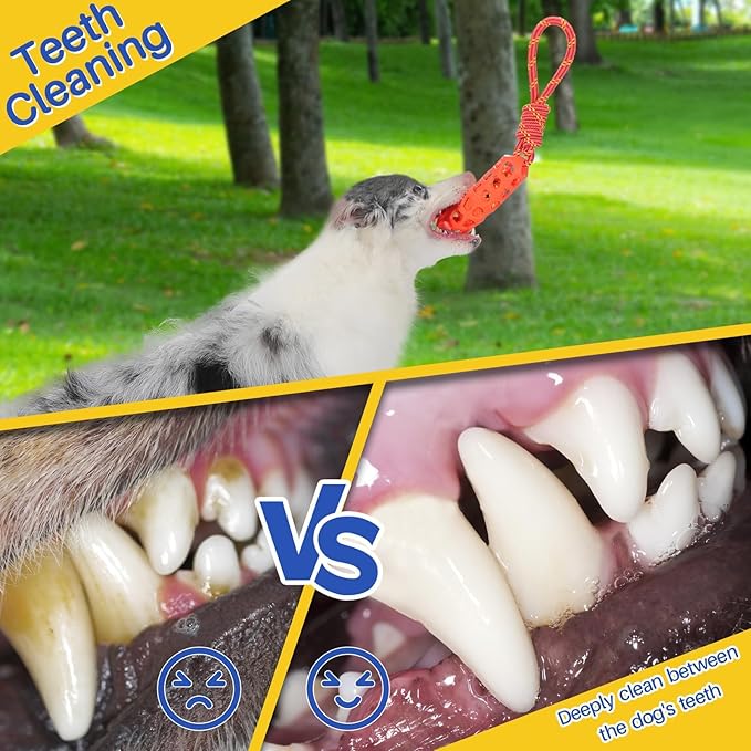 3PCS Dog Rope Toys Tug of War Toy for Medium Large Dogs, Dog Squeaky Outdoor Toys for Water or Pool