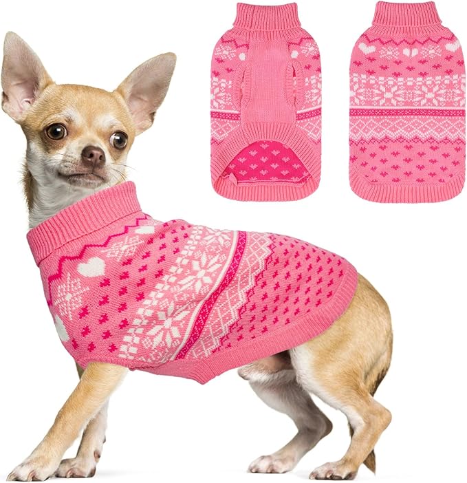 SCENEREAL Dog Sweaters for Small Dogs - Soft, Warm Turtleneck Small Dog Sweater, Ugly Knit Dog Christmas Outfits for Dachshund, Chihuahua, Pug, Yorkie,Winter Pet Clothes Girl Boy, XS