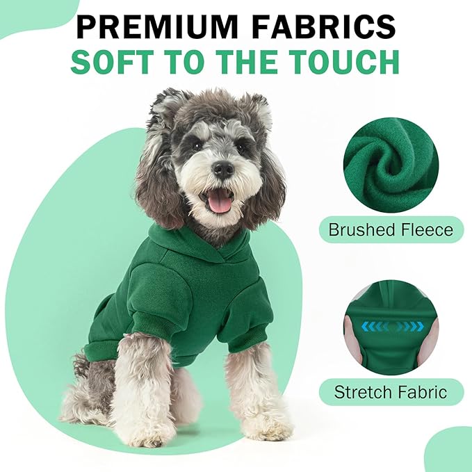SCENEREAL Dog Hoodie Sweaters for Small Medium Large Size Dogs, Fleece Dog Sweatshirt with Hat and Pocket,Soft Cold Winter All Weather Dog Clothes for S to XL Sized Dogs, Green M