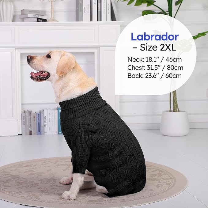 ASENKU XXXL Dog Sweater,Big Dog Sweaters for Extra Large Dogs Girl Boy, Pullover Turtleneck Knitted Sweatershirt Pet Winter Apparel for Doberman,Great Dane (Grey, 3XL)