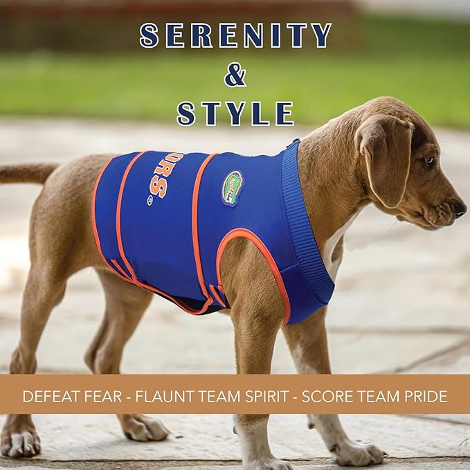 NCAA Florida Gators Dog Anxiety Shirt Calming Soothing Vest, for Dogs & Cats with Anxiety, Fears, Fireworks, Loud Noises, Dark, Lonely Keeps Dogs Calm & Feeling Safe, Relaxing Jacket, X-Small