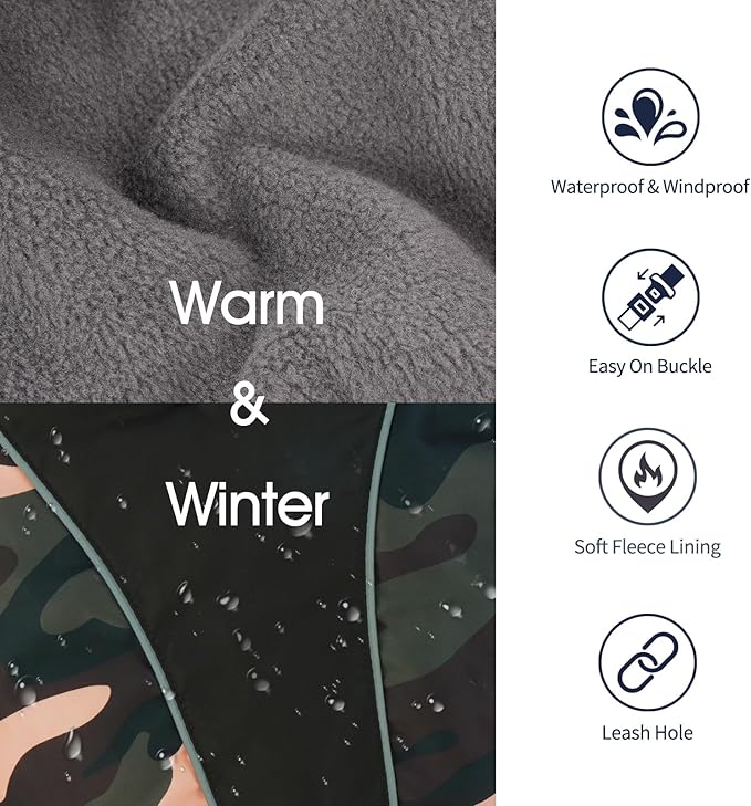 IECOii Extra Warm Dog Coat - Reflective Adjustable Jacket With Buckle Fleece Turtleneck for Cold Weather - Soft Winter Coat for Small Medium Extra Large Dogs
