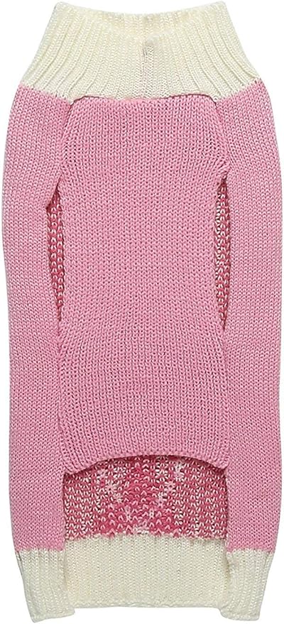 Pink Argyle Knit Dog Sweater for Girl Size Back Length 19" Girth 22-24"