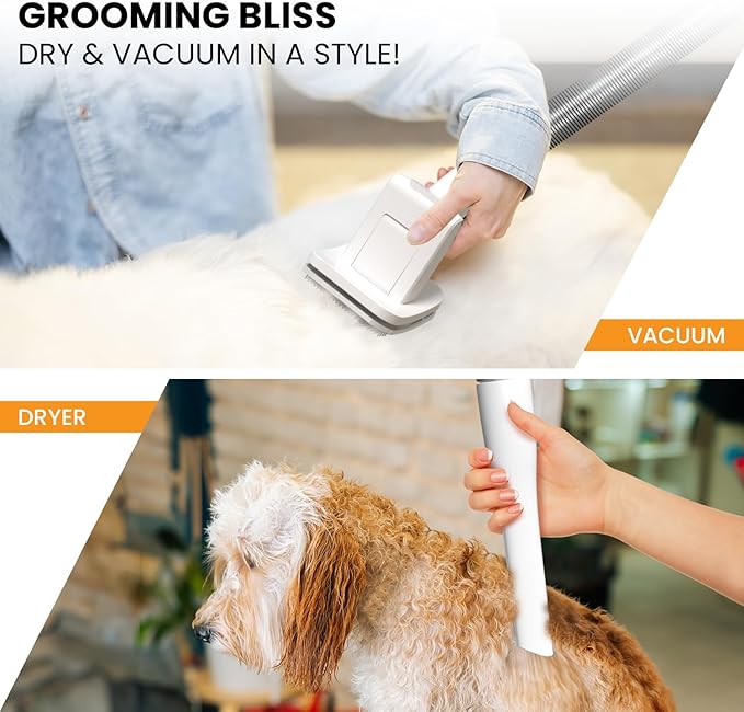 FurCare Pro 3-in-1 Grooming Kit with Vacuum Suction (99%) - Pet Dryer, Professional Clippers & Efficient Grooming Tools, 4L Dust Cup, Low Noise, Ideal for Dogs, Cats, and More