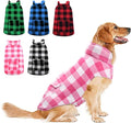 ASENKU Dog Winter Coat, Fleece Doggie Jacket Plaid Reversible Vest Waterproof Windproof Cold Weather Clothes for Small Medium Large Dogs (XXL, Pink)