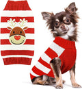 PETCARE Reindeer Christmas Dog Sweater Red Striped Cat Sweater Cartoon Elk Pet Vest Holiday Dog Clothes Puppy Sweaters for Small Medium Large Dogs Cats Fall Winter Outfits Xmas Dogs Costume,XX-Small