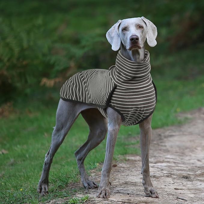 ROZKITCH Dog Winter Coat Soft Pullover Pajamas, Pet Windproof Warm Cold Weather Jacket Vest Cozy Jumpsuit Apparel Outfit Clothes for Walking Hiking Travel Sleep Stripe 2XL