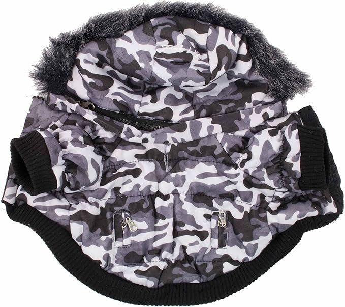 PET LIFE Classic Metallic Fashion Pet Dog Coat Jacket Parka w/ 3M Insulation and Removable Hood, X-Small, Deer Pattern