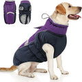 Queenmore Warm Fleece Dog Jacket - Cold Weather Waterproof Dog Snowsuit, Reflective Turtleneck, Purple, XL
