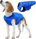 Kuoser Dog Puffer Jacket Warm Dog Coat for Small Medium Dogs, Windproof Reflective Pet Padded Vest Cold Weather Clothes Puppy Snowsuit with Hook & Loop Coats, Easy On/Off, Blue M