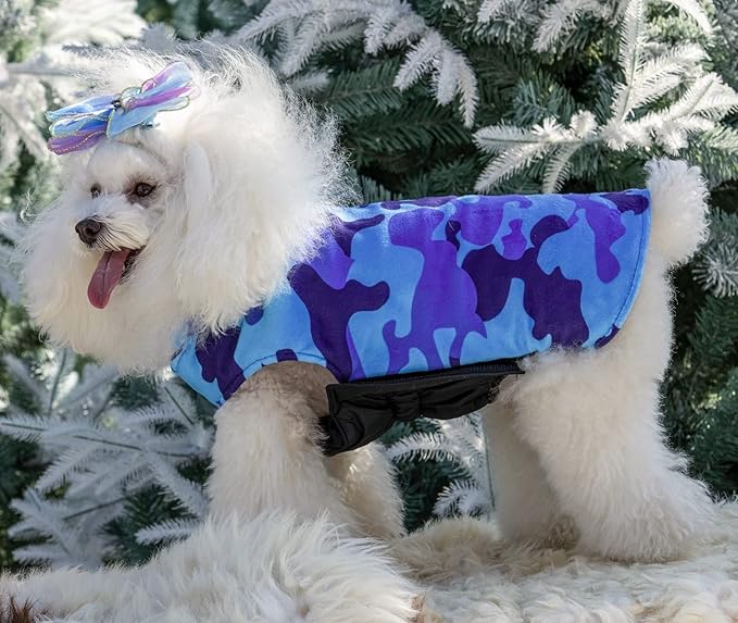 CuteBone Winter Dog Jacket - Reversible Soft Coat for Small, Medium, Large Dogs - Windproof, Waterproof, Adjustable with Leash Hole