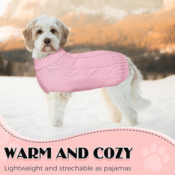Dog Sweaters for Small Medium Large Dogs Girl, Soft Warm Turtleneck Pup Dogs Shirt, Double Knitting Collar for Outdoor Playing, Warm Dog Clothes (S,Pink)