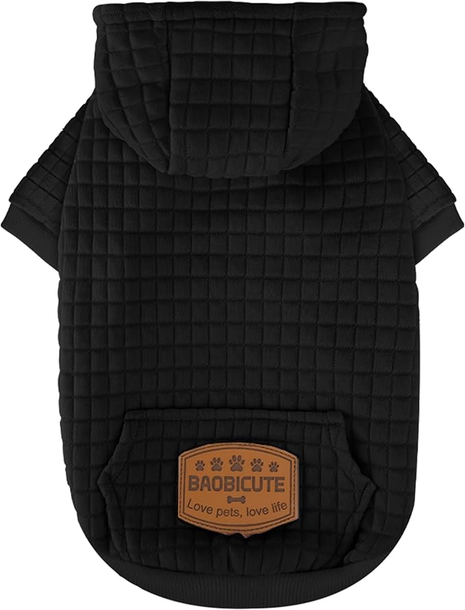 2 Pack Dog Hoodie Sweaters for Small Medium Dogs Warm Dog Clothes for Large Dogs Soft Waffle-Like Laminated Sweatshirt Bulldog (Black, M/L (Back: 17",Chest: 24.5", Neck: 14.5"))