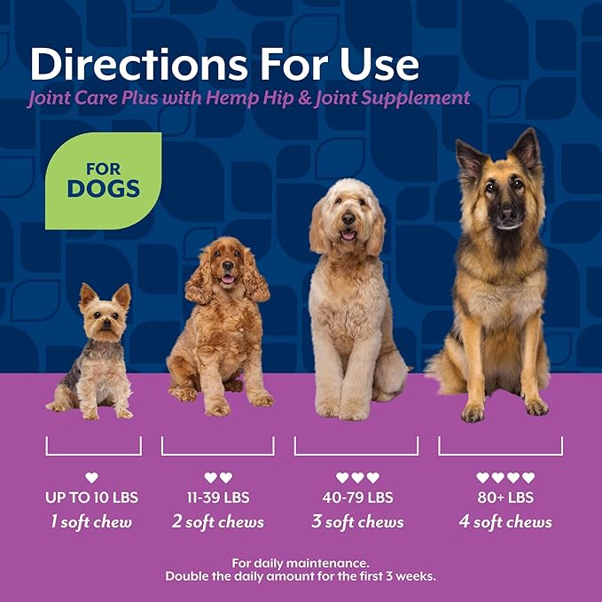 NaturVet Hemp Advanced Joint Health Dog Supplement Plus Hemp Seed – Helps Support Joint Health in Dogs – Includes, Collagen, Glucosamine, MSM, Chondroitin, Omegas – 60 Ct.