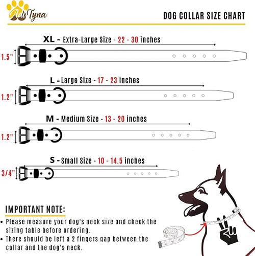 ADITYNA Heavy Duty Leather Dog Collar for Medium Dogs - Soft and Strong Leather Collar for Walking, and Training (Black - Gold Colored Buckle, Medium: Fit 13" - 20" Neck)