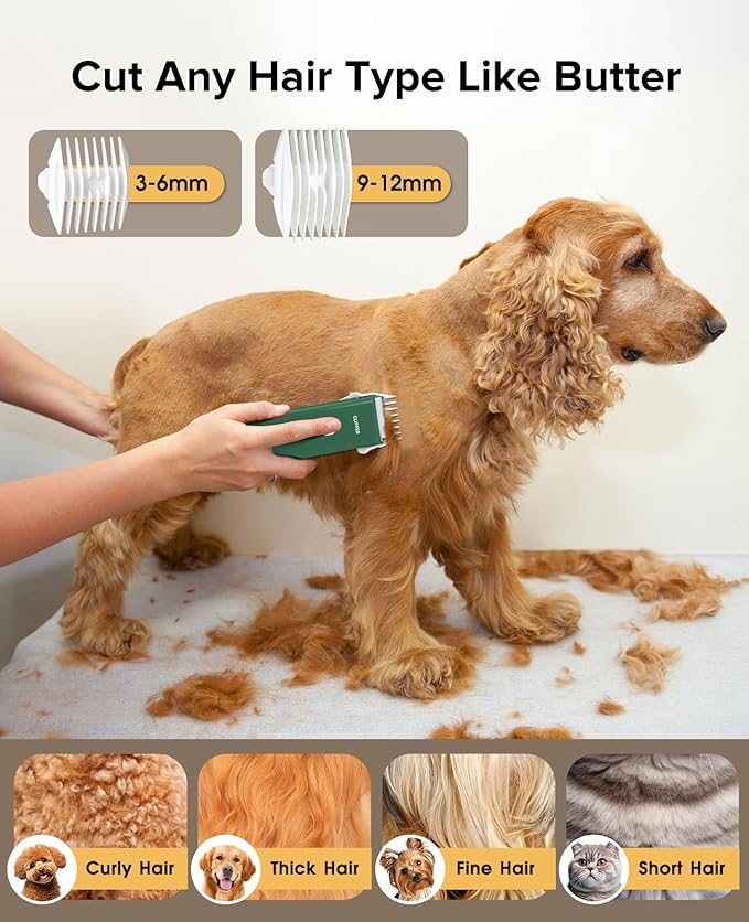 Pet Clippers for Dog Hair Grooming Low Noise, Rechargeable Cordless Cat Shaver with Ceramic Blade,Portable Pet Hair Trimmer for Matted & Long Hair