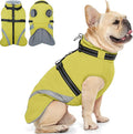 QBLEEV Small Dog Coat, Dog Jackets for Small Dogs, Winter Warm Waterproof Chihuahua Cold Weather Vest with Harness, Windproof Puppy Yorkie Reflective Fleece Dogs Snowsuit for Maltese, Green, S