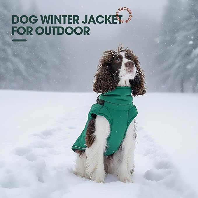 Kuoser XXL Dog Jacket Waterproof | ·Ripstop Fabric·Heavy Duty Zipper·Chest Guard·Alaskan·No Lifting Needed
