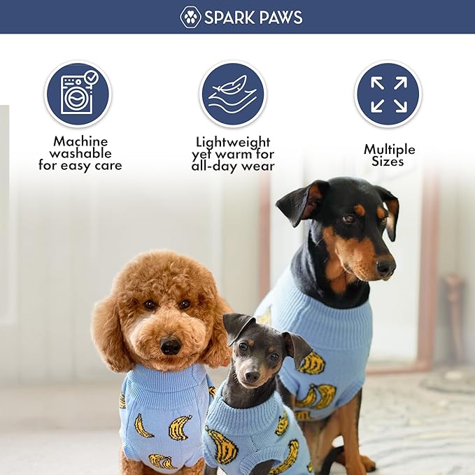 Spark Paws Knit Dog Sweater – Ultra Soft Warm Winter Dog Sweater for Small, Medium & Large Dogs – Stretch Fit Pet Sweater for French Bulldog, Pitbull, Girl & Boy Dogs Jacket, (Banana,3XL)